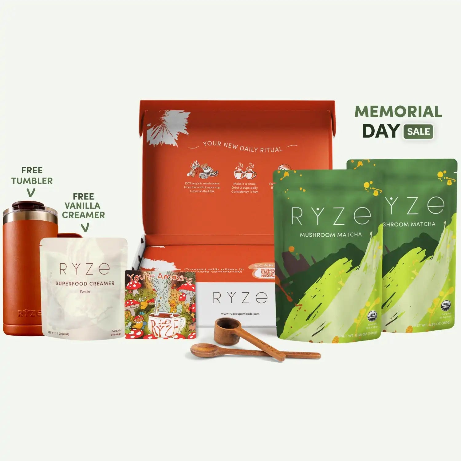 Mushroom Matcha Starter Kit (60 Servings) - Easy Energy