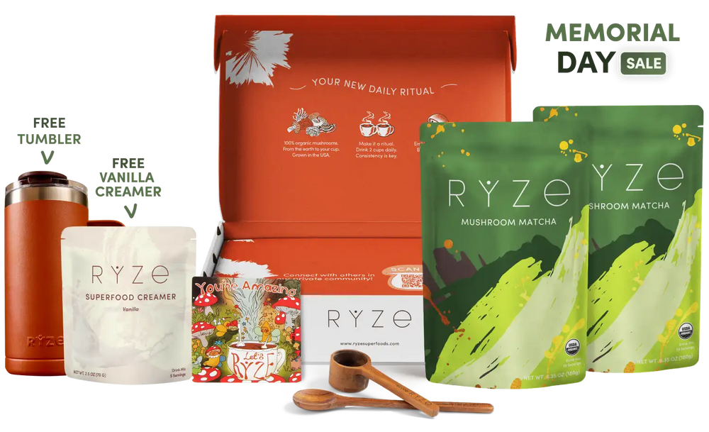 Mushroom Matcha Starter Kit (60 Servings) - Easy Energy